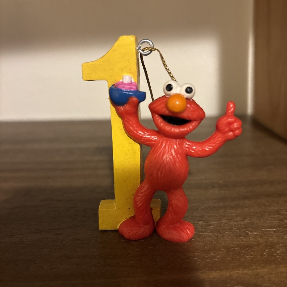 Vintage 1980s Applause Elmo 1st Birthday Action Figure Cake Topper Decoration